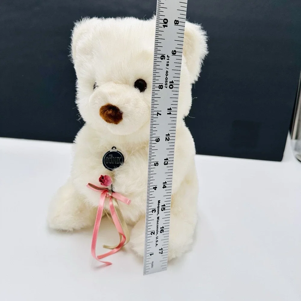 Vintage 1977 Gund Golly Golly White Teddy Bear Plush w/ Rose 10